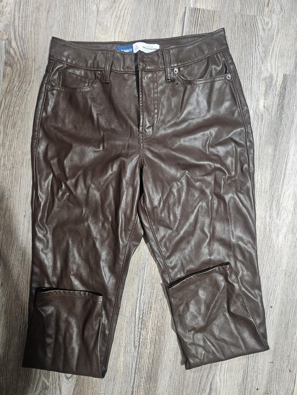 Faux Leather Crop Pants in Deep Brown